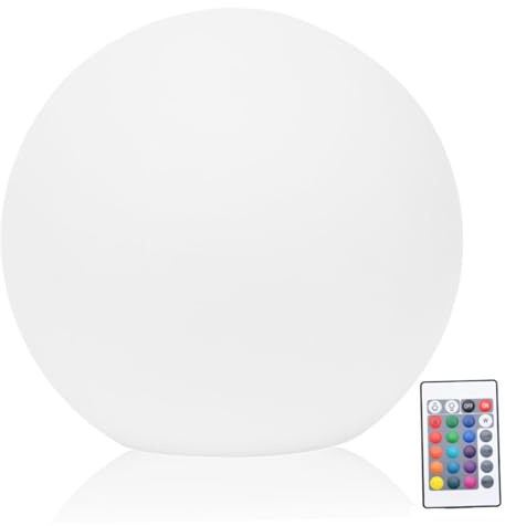 Veesper 8 Inch Dia. Solar Ball Lights Outdoor Rechargeable 16-Color Remote Control Globe Lamps, Impact-Resistant Waterproof Solar Garden Lights for Lawn, Patio, Pond, Pool & Night Décor