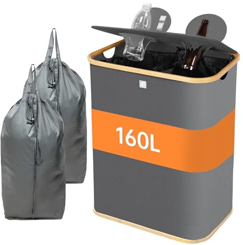 daqoupzi 1 récipient de collecte de consignes, poubelle 160l cuisine，poubelle verre transportable，poubelle tri selectif 2 bac