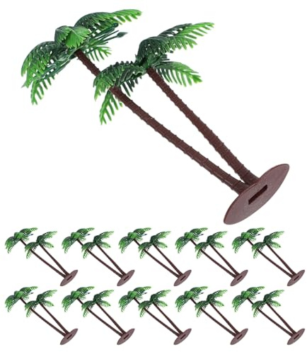 Lurrose 15pièces Modèle De Cocotier Palmier Plastique Arbres Miniatures pour Décoration De Gâteau Et Cupcakes Plantes Artificielles pour Jardin Et Paysage