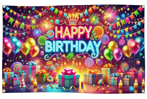 1 Stück Geburtstag Banner, Happy Birthday Banner Deko, Geburtstagsdeko Kindergeburtstag für Foto Hintergrund Poster Geburtstagsfeier Dekoration