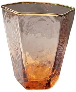 QXHSSM Verres à Boire Verres à Boire Tasses en Verre martelé Hexagonal créatif Bordure dorée Verre à Champagne Verre à vin Verre à Whisky Verre à Eau Tasse en Verre