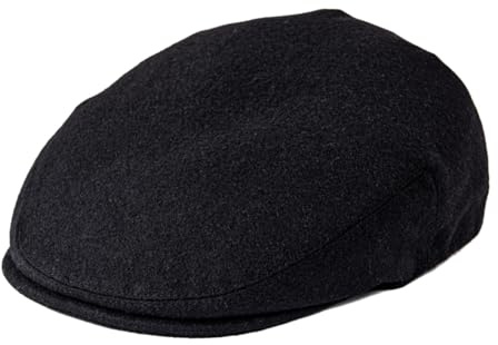 FEINION Men's Wool Tweed Newsboy Ivy Cap Gatsby Golf Flat Hat (Black, 7 3/4)