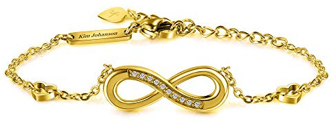 Kim Johanson® Edelstahl Damen Armband *Infinity* in Silber, Gold & Roségold | Armkette mit einem Unendlichkeitszeichen | Wasserfest | Boho Schmuck für Frauen | Verstellbar | Schmuckbeutel