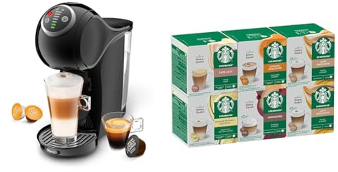 NESCAFÉ Dolce Gusto Genio S Plus Machine à café automatique noire, Kit de démarrage avec 6 boîtes de capsules assorties STARBUCKS by NESCAFÉ Dolce Gusto