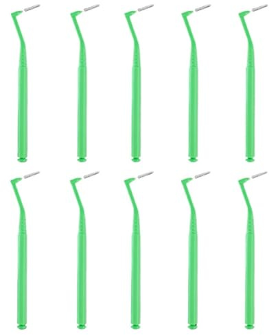 Interdentalborstar och tandtrådspinnar, Interdentala borstar for tänder Paket med 10 flerfärgade lock(Green (0.8mm))
