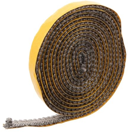 Milisten Junta Autoadhesiva de Fibra de Vidrio para Puerta de Estufa de Leña, Cinta Selladora Plana Resistente al Calor 3 Mm X 12 Mm X 2 M, Repuesto para Chimenea y Conductos de Humos