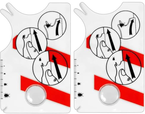 WADY Tick Card for Humans, Dogs, Cats, Pack of 2 Tick Cards with Magnifying Glass, Tick Remover for Quick and Safe Removal of Ticks in Humans and Pets