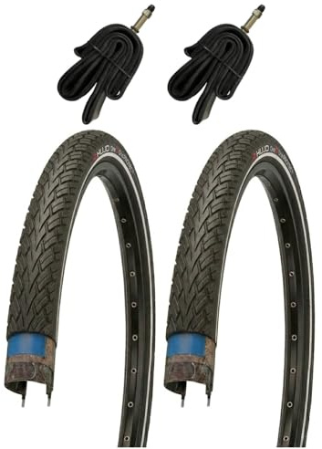 2X 26 Zoll Fahrradreifen 26x1.95 Resul-Kujo Pannensicherer mit Reflexstreifen inkl. Schlauch DV
