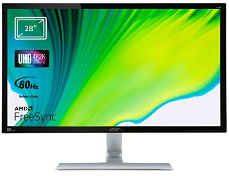 Acer RT280KAbmiipx Monitor FreeSync da 28, Display 4K Ultra HD, 60 Hz, 1 ms, 16:9, HDMI 2.0, DP 1.2, Lum 330 Cd/m2, Audio Out, Speaker Integrati, Cavo DP Incluso, Nero