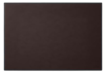 Eglooh - Mercurio Deluxe - Schreibtischunterlage aus Leder Dunkel Braun cm 80x50 - Elegante Nähte, blau in Kontrast und rutschfester Boden - Made in Italy