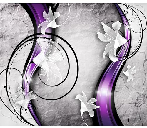 murando Fototapete selbstklebend Blumen Lilien 98x70cm Foto Tapete Tapetenfolie Möbelfolie Wandverkleidung Wandtapete Motivtapeten Bildtapete Wohnzimmer 3d Effekt Betonoptik Abstrakt Ornament grau