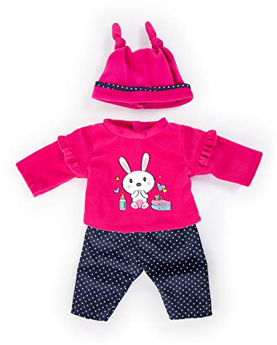 Bayer Design Puppenkleidung, mehrteilige Puppenanziehsachen, Puppenzubehör | für 33 - 38 cm Puppen geeignet, schwarz, rosa, mit Häschenmotiv