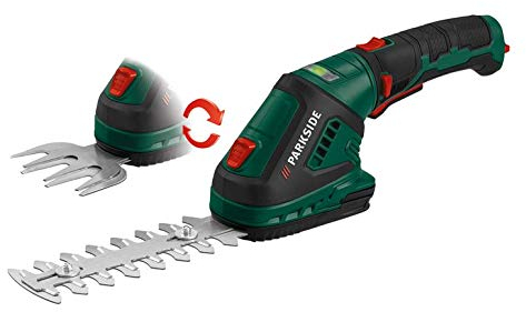 Parkside PGSA 4 - Forbici per erba e cespugli, con impugnatura morbida girevole, caricatore USB, A batteria