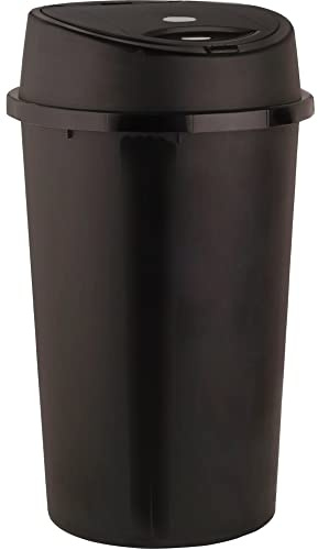 KetoPlastics Large Bathroom Bin 45 Litre 45L Touch Bin for Home Garden Office School Kitchen Bathroom Portable Pedal Bin Removable Lid (All Black)