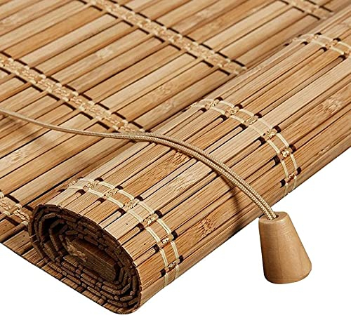 YUJIANHUAA Bambus Rollo Raffrollo Bambusrollo Sonnenschutz und Sichtschutz Jalousie Verdunklungsrollo mit Seitenzug,Natur Holzrollos,für raumhohe Fenster/Restaurant/Korridor,Anpassbar (W70xH80cm)