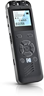 KODAK VRC250 - Dictaphone numérique, 8 Go, Ecran 1,4, Plug and Play, Lecteur MP3, Batterie Lithium - Noir