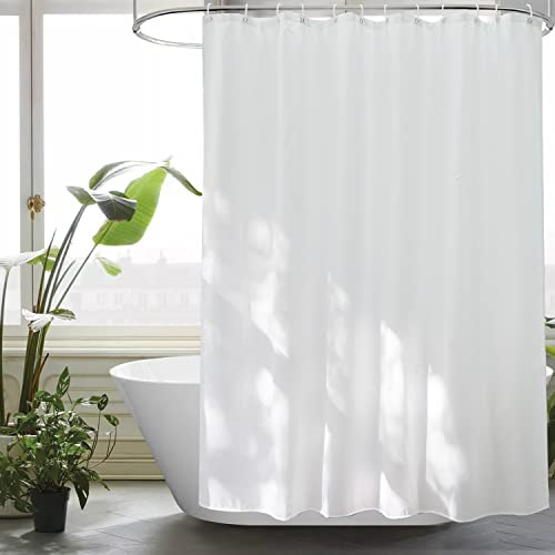 EurCross Duschvorhang 180x180 Weiß Wasserdicht Textil Stoff Shower Curtains | Anti-Schimmel Antibakteriell Waschbar Bad Vorhang für die Badewanne mit 12 Ringen