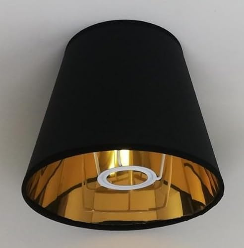 Schwarzer Lampenschirm mit Goldfutter, Kegelform, für Tischlampe, Stehlampe, handgefertigtes Produkt (Schwarz, 20x13x17)