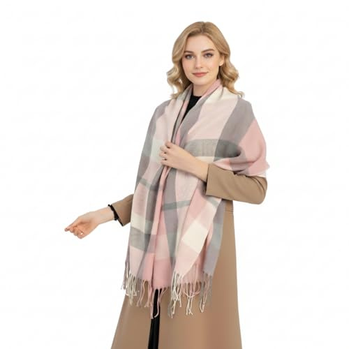 Good Nite Echarpe Plaid Foulard Chale Chaud Femme Homme Grosse Écharpe für Hiver Automne Etole Douce Confortable Sobre et Élégant(Rose,200x60cm)