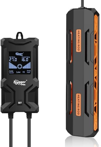 hygger Riscaldatore per Acquario, 400W Sommergibile Riscaldatore per Acquario con Controller Display Digitale LCD Intelligente Protezione Spegnimento Automatico per 152-302L Tank