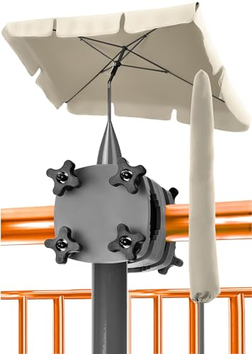 4smile Sonnenschirm Balkon SunnyShade - Sonnenschutz Balkon 3-in-1 SET, Beige - UPF 50+ Sonnenschirm rechteckig 200 x 125 cm + Sonnenschirmhalter Balkongeländer + Sonnenschirmhülle