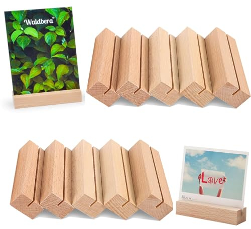 Leylve 10 stück Kartenhalter Holz, Stabil Tischkartenhalter Buchenholz für Post, Foto, Memo, Kalender, Menü, Elegante Tischdekoration für Geburtstage, Hochzeiten, Feste, Jahrestage