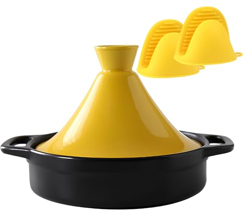 DYHQQ Tagine Cooking Pot, Ceramic Tagine Cookware with Handle, Ceramics Pot Tajine Cooking Cookware Nonstick Saucepan for Home