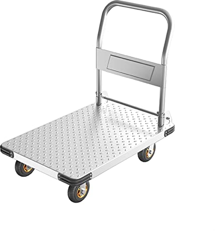 Klappbarer Schubkarren, Faltbarer beweglicher Schubkarren, rollender Flachbettkarren mit 360-Grad-Schwenkrädern und Griff für den Materialtransport (Größe: 90 x 60 cm (B) [35 x 23 Zoll])