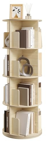 EUGAD Libreria Rotante, Libreria Angolare a 4 Livelli 16 Scomparti, Scaffale Autoportante per Soggiorno, Camera da Letto, Ufficio, Studio, in Legno, Rovere Chiaro