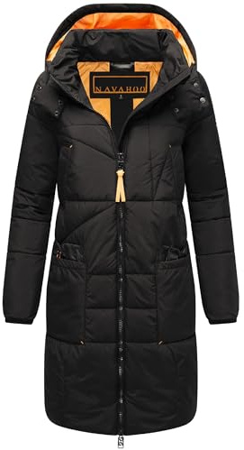 Navahoo Damen Wintermantel warmer Steppmantel mit Kapuze Bliblablubb 14 XS-6XL