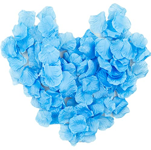 REBECASKYENS 1000 Pieces Of Blue Rose Petals, Artificial Flower Petals, Odorless Imitation Silk Rose Petals, Suitable For Romantic Scenes, Wedding Anniversary, Party Decoration