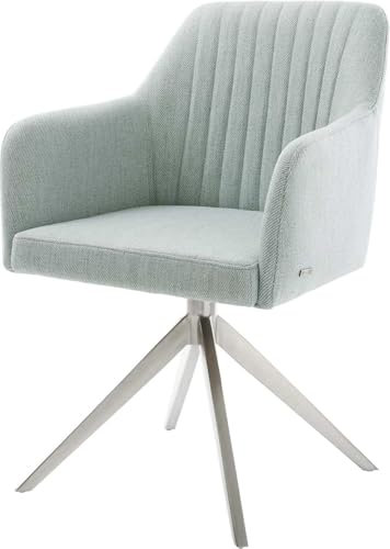 DELIFE Drehstuhl Greg-Flex Kreuzgestell breit Edelstahl Stripes Mint 360° drehbar
