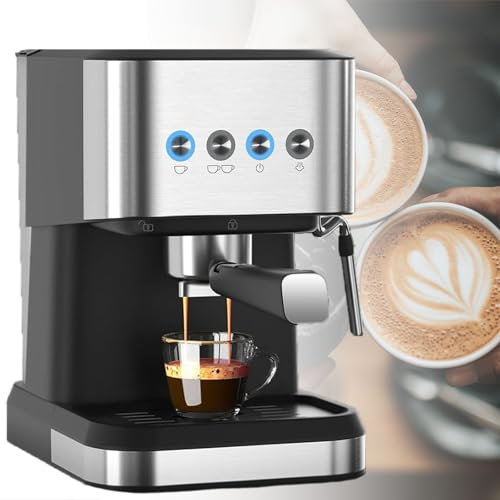 ZyKnaurral Espresso Machine, Stainless Steel Espresso Machine with Milk Frother for Latte, Cappuccino, Suitable for Home Espresso Machine, 1.5 Liter Water Tank, 20 Bar