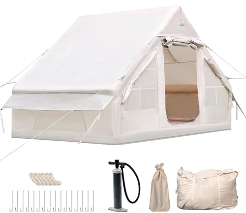 Tienda de campaña hinchable para 2 o 4 personas, con bomba de aire y bolsa de invitados, impermeable, de tela Oxford, montaje rápido, con ventanas y puertas de malla para camping, actividades al aire