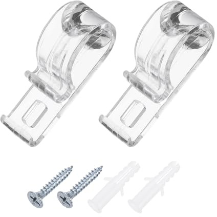 sourcing map 2Pcs 50x15mm Roller Shade Chain and Cord Hold Down, Curtain P Clip Fixation Hook, Bead Chain Tension Device with Screws for Roller Blinds, Roman Shades, Clear