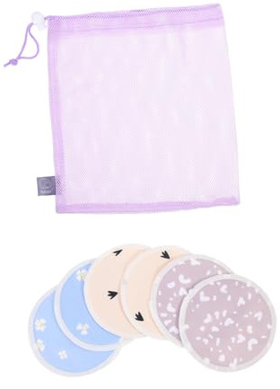 Abaodam Coussinets D’allaitement Réutilisables, 1 Lot, Tissu Polyester-coton Revêtement Tpu, Absorbants, Anti-fuites, Confortables pour L’allaitement Maternel | Tissu Polyester-coton Enduit Tpu Imprimé, Rainure Centrale, Absorption du Lait