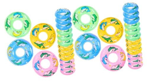 ERINGOGO 40pcs Mini Swimming Ring Prop Decor Cartoon Swim Rings Models for Boys and Girls Pool Toys Adorable Mini House Decor