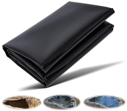 TeichVision Bâche de bassin en PVC noir de qualité supérieure, 0,5 mm d'épaisseur, imperméable, 4 x 20 m, idéale pour les bassins surélevés et les projets de jardin, durable, résistante aux UV, facile
