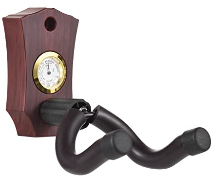 2-in-1 Guitar Wall Mount with Hygrometer Humidity Meter Guitar Wall Hanger Stringed Instrument Holder Solid Sturdy Wall Hook Hanger for Guitar Ukulele Mandolin