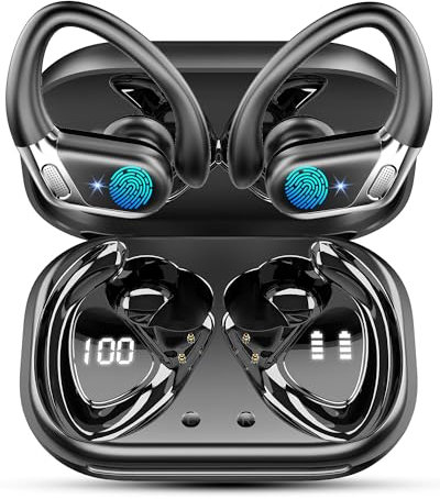 Wireless Earbuds, Bluetooth 5.4 Headphones Sports, 50 Hours Long Battery Life, Dual LED Display, 1.5 Hours Fast Charging, IP7 Waterproof, CVC 8.0 Noise Cancelling Wireless Earphones with Microphone