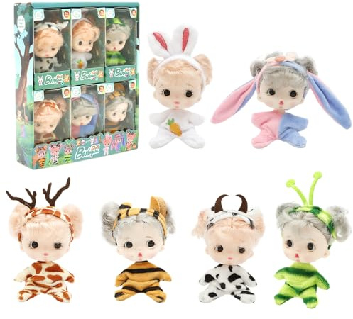 6 Pcs Mini Reborn Dolls Realistic Baby Doll Adjustable Posture Miniature Reborn Doll Toys with Clothes Mini Puppet Toy Lifelike Sleeping Rebirth Dolls for Girls Boys Toddlers Kids Gift Birthday