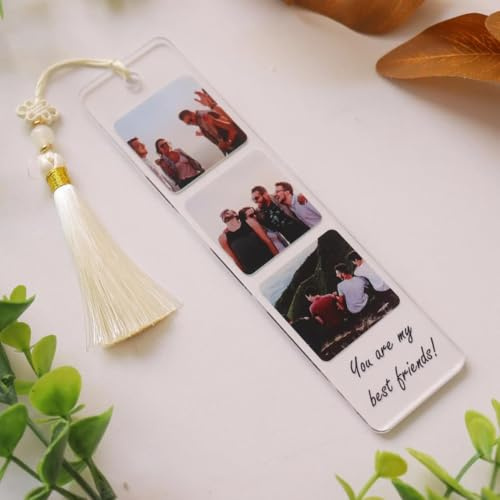 Personalisierte Acryl-Lesezeichen mit Quaste – Individuell gestaltbar mit Foto/Text – Für Frauen, Männer & Kinder – Einzigartiges Geschenk für Bücherliebhaber