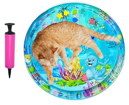 Kasmole Katzen Wassermatte Spielunterlage - Auslaufsichere Wassersensor Spielmatte | Interaktives Kissen Kühlpad Spielzeug Für Innenräume Baby Boden Aktivität