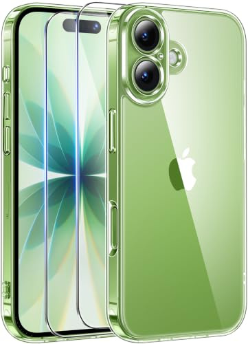 Qasyfanc Klar Handyhülle für iPhone 17 Hülle, Durchsichtig | Inklusive 2 Stück Schutzfolie, Militärschutz Kratzfest Hard PC Transparent Case Schutzhülle für iPhone 17