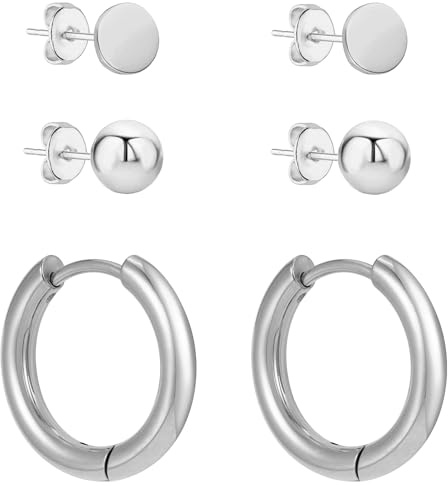 BONNYBIRD® Wasserfestes Edelstahl Ohrringe Set Damen in Silber, Gold & Roségold, 100% Wasserfest & Sehr Hautverträglich (Hypoallergener Chirurgenstahl) BonnyBalance