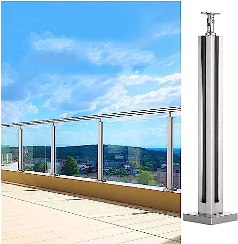 Kit ringhiera in acciaio inox e vetro per balconi e piscine, sistema quadrato/rotondo, 85 cm, finitura argento e soluzione di sicurezza elegante
