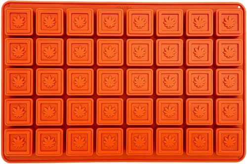 Selecto Bake Molde cuadrado de silicona con 40 cavidades para marihuana y cannabis, bandeja de cubitos de hielo para hierbas, hojas de cáñamo, molde para caramelos, chocolate, gomitas, pudín, gelatina