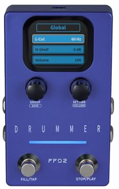 Tbest Flamma Drum Machine Gitarre Effect Pedal, 121 Drum Grooves 11 Styles 66 Slots Guitar Effect Pedal für Live -Studio (EU-Stecker)