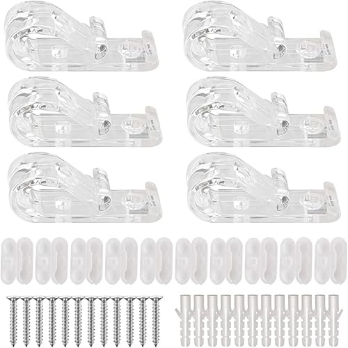 Tivleed Roman Blind Clips, Roller Blind Chain Connectors, Roller Blind Fittings, 6 PCS Child Safety Clear Blind P Clip with 10 Chain Connectors, 12 Metal Screws, 12 Plastic Pillars for Vertical Roman
