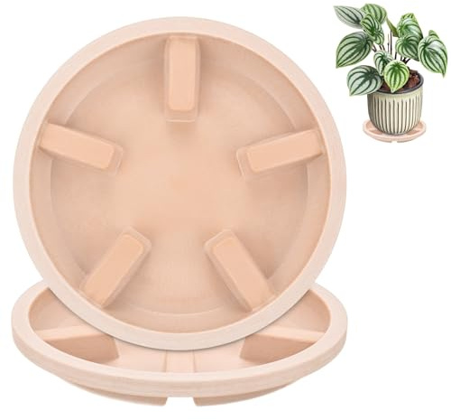 M METERXITY 2 PCS Sottovasi per Piante, 6 Pollici 15.2 Cm Diametro Esterno Anti Marciume Radicale Resina Sottovasi [4.7 Pollici Diametro Interno, Bianco Ceramica]